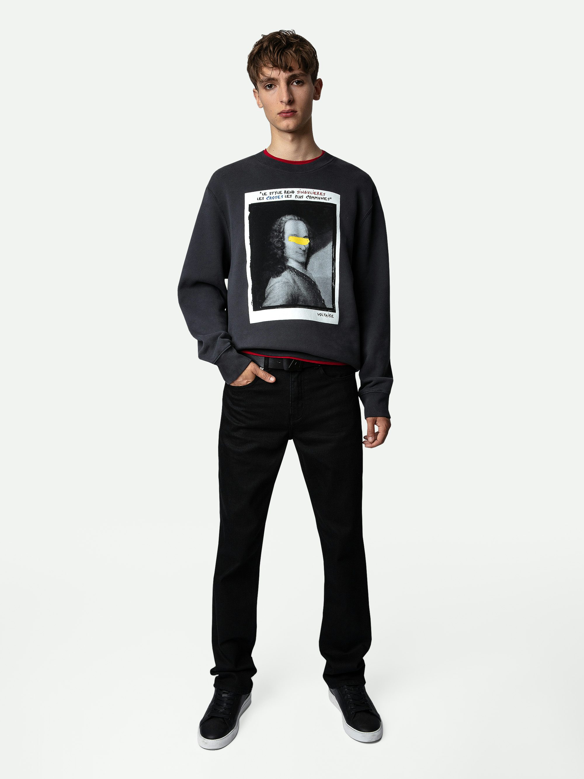 Trainers ZV1747 La Flash - Men's leather trainers with lightning stitching.